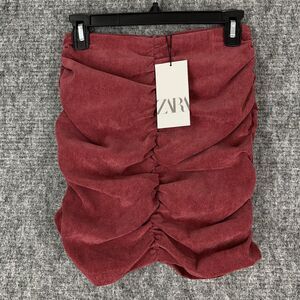 Zara‎ Skirt Womens Extra Small Maroon Ruffled Party Club Dancing Bottoms
